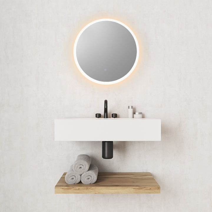 Dimora Round Frameless Modern Bathroom/Vanity LED Lighted Wall Mirror