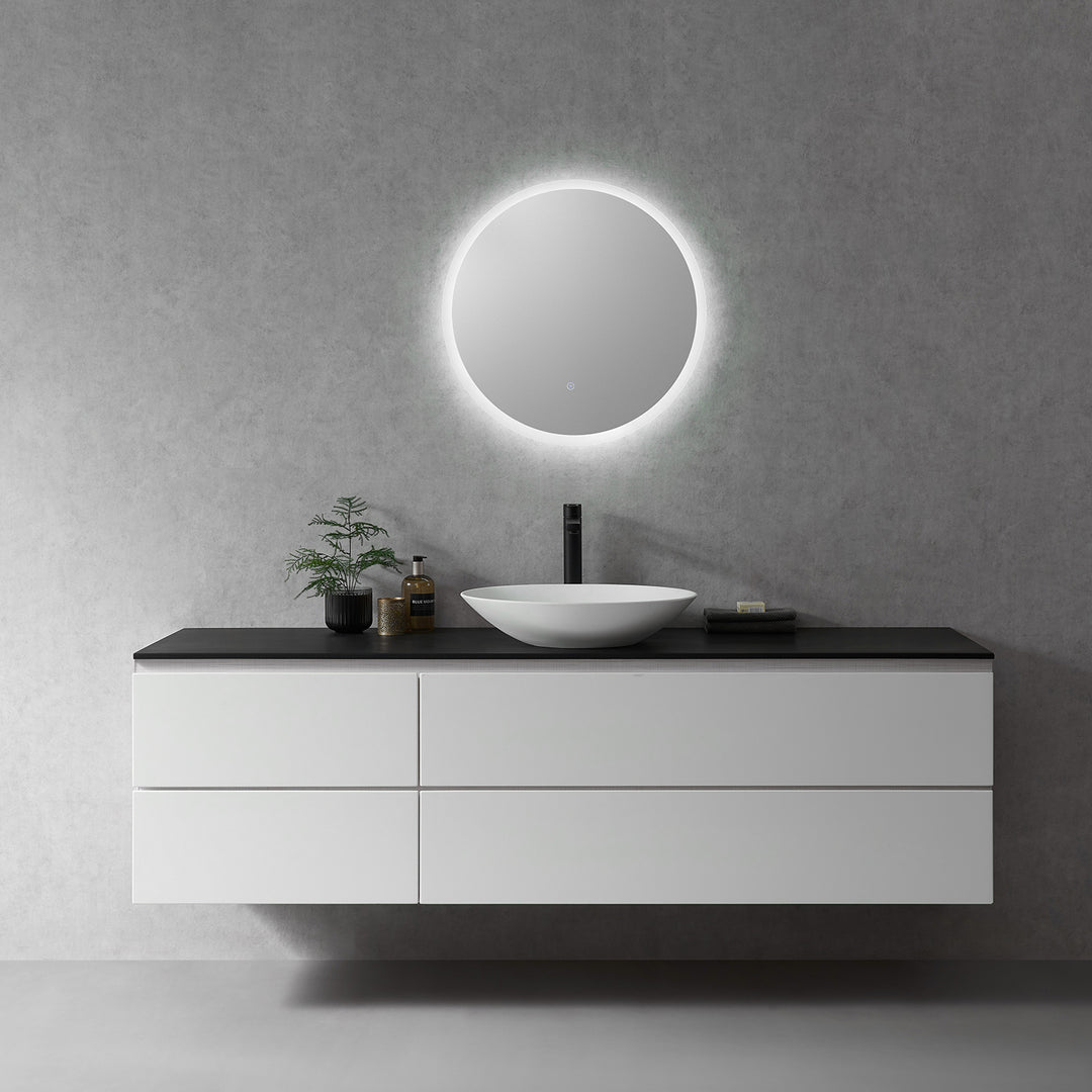 Dimora Round Frameless Modern Bathroom/Vanity LED Lighted Wall Mirror