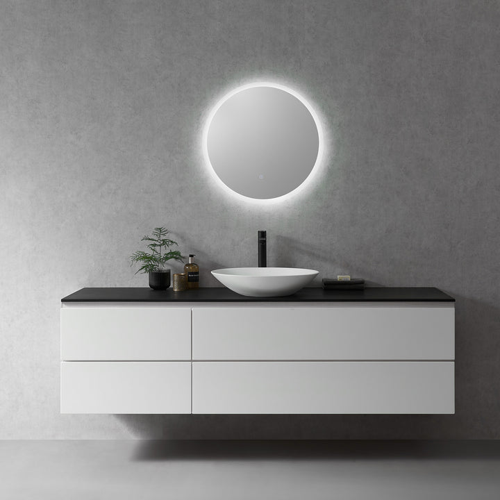 Dimora Round Frameless Modern Bathroom/Vanity LED Lighted Wall Mirror