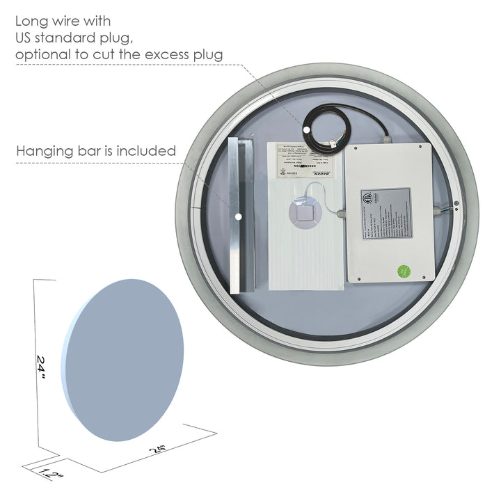 Dimora Round Frameless Modern Bathroom/Vanity LED Lighted Wall Mirror