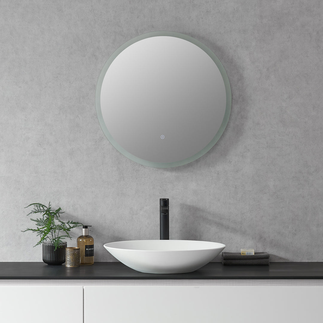 Dimora Round Frameless Modern Bathroom/Vanity LED Lighted Wall Mirror