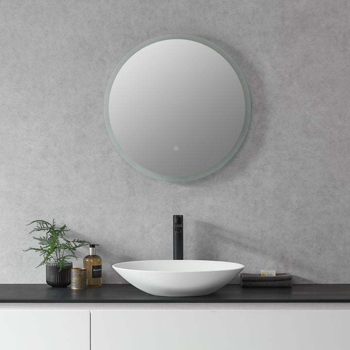 Dimora Round Frameless Modern Bathroom/Vanity LED Lighted Wall Mirror