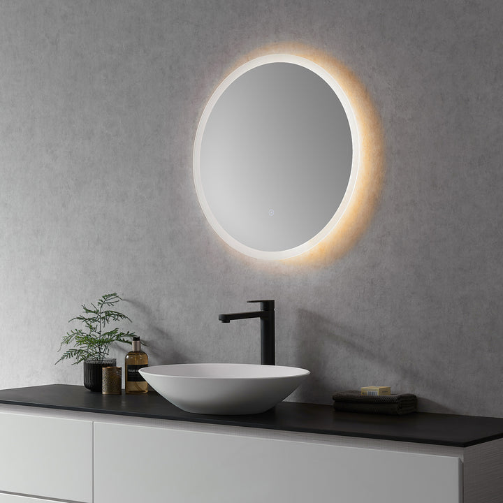 Dimora Round Frameless Modern Bathroom/Vanity LED Lighted Wall Mirror