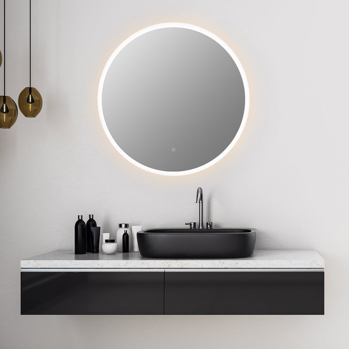 Dimora Round Frameless Modern Bathroom/Vanity LED Lighted Wall Mirror