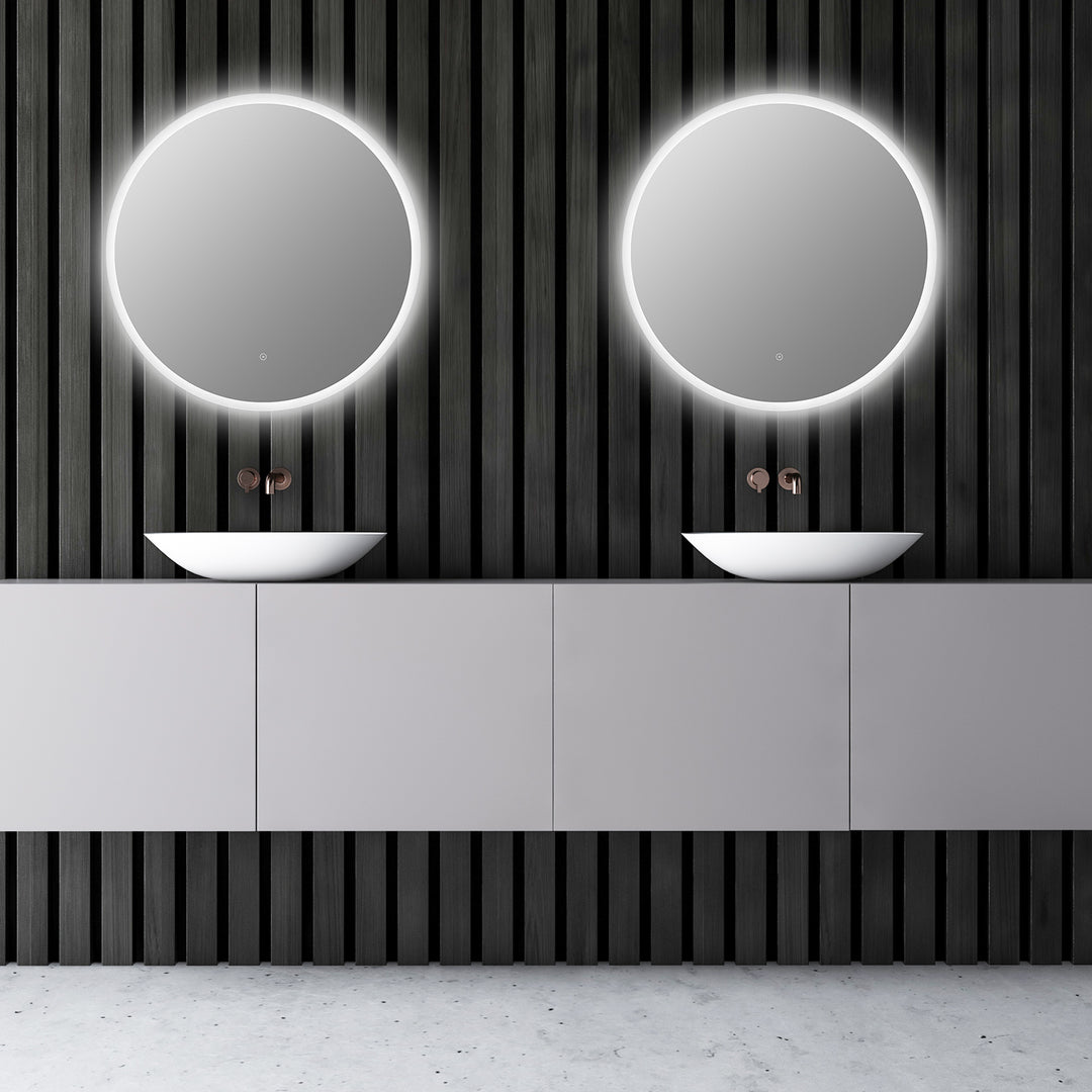 Dimora Round Frameless Modern Bathroom/Vanity LED Lighted Wall Mirror
