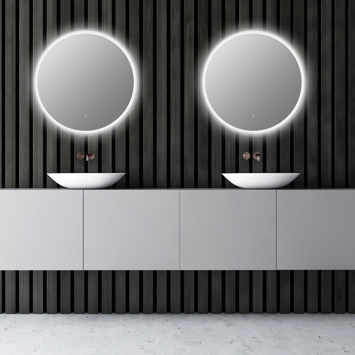 Dimora Round Frameless Modern Bathroom/Vanity LED Lighted Wall Mirror