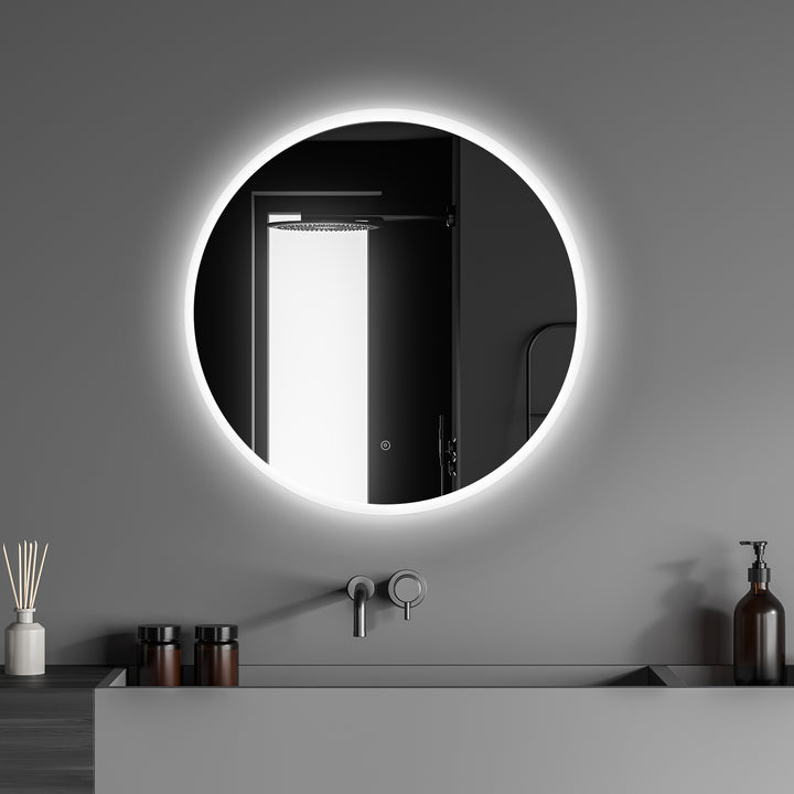 Dimora Round Frameless Modern Bathroom/Vanity LED Lighted Wall Mirror