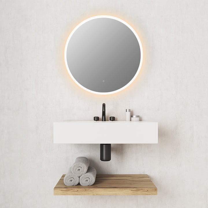 Dimora Round Frameless Modern Bathroom/Vanity LED Lighted Wall Mirror