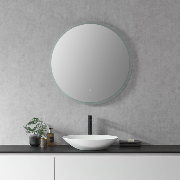 Dimora Round Frameless Modern Bathroom/Vanity LED Lighted Wall Mirror
