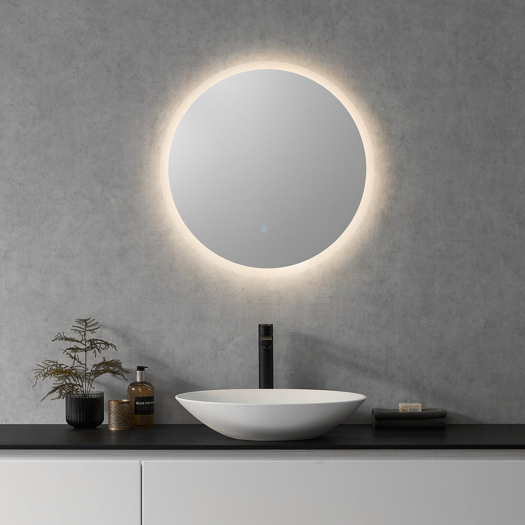 Dimora Round Frameless Modern Bathroom/Vanity LED Lighted Wall Mirror