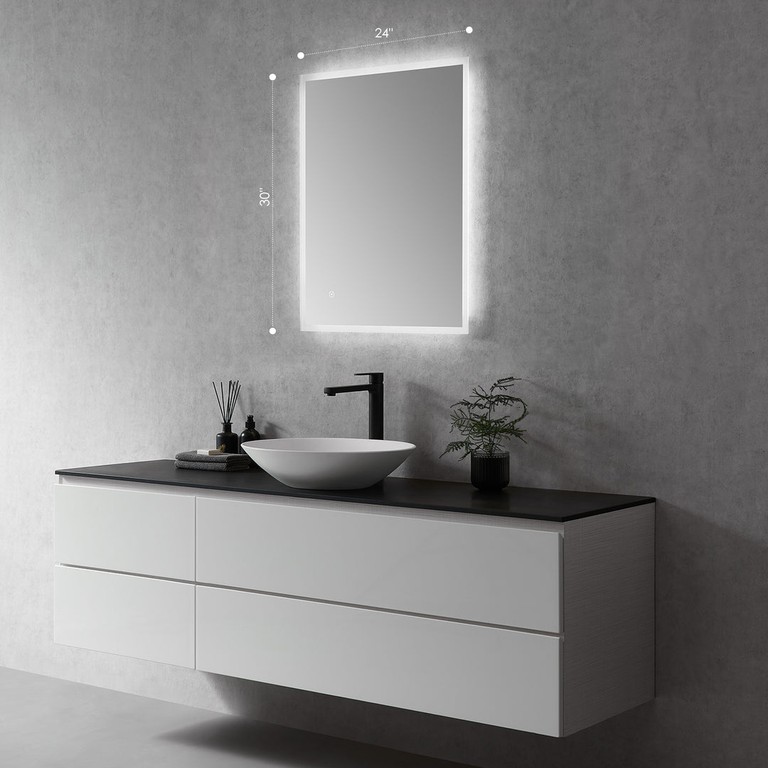 Cassano Rectangle Frameless Modern Bathroom/Vanity LED Lighted Wall Mirror