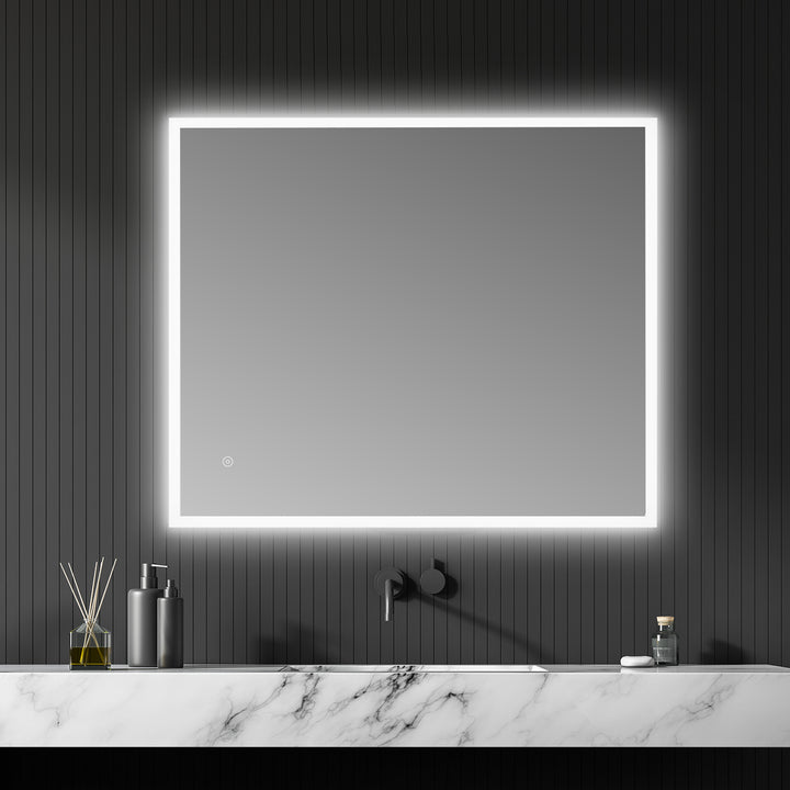 Cassano Rectangle Frameless Modern Bathroom/Vanity LED Lighted Wall Mirror