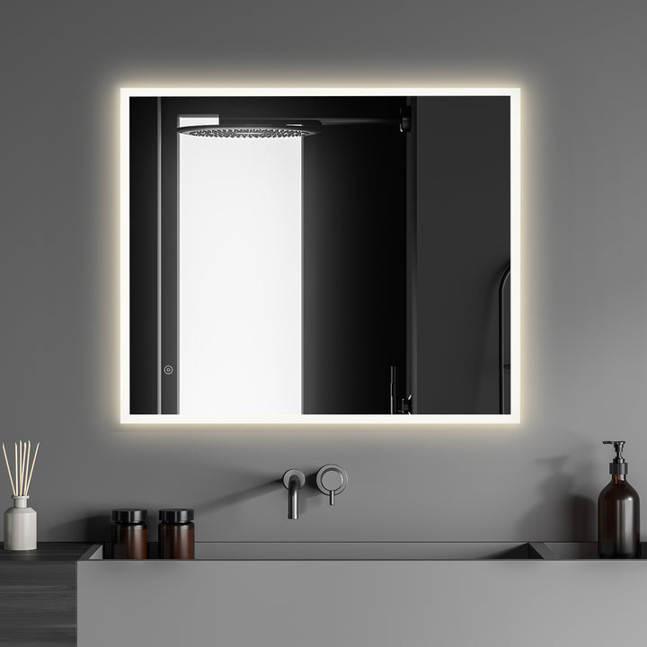 Cassano Rectangle Frameless Modern Bathroom/Vanity LED Lighted Wall Mirror