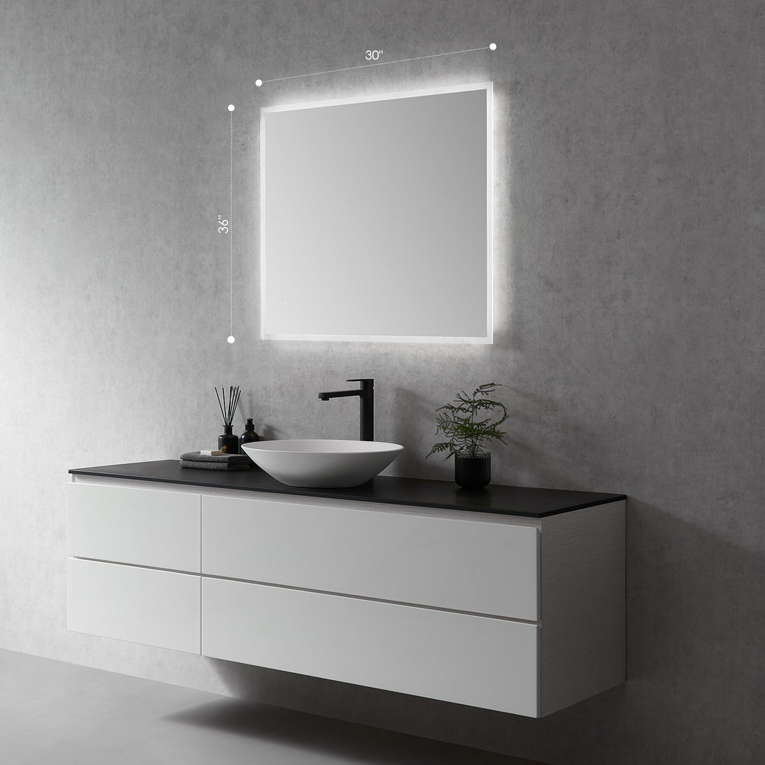 Cassano Rectangle Frameless Modern Bathroom/Vanity LED Lighted Wall Mirror