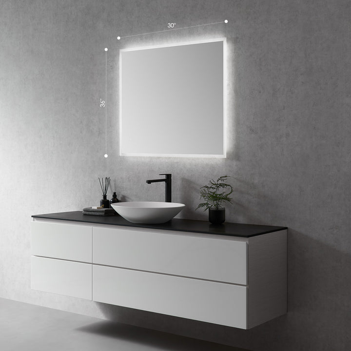 Cassano Rectangle Frameless Modern Bathroom/Vanity LED Lighted Wall Mirror