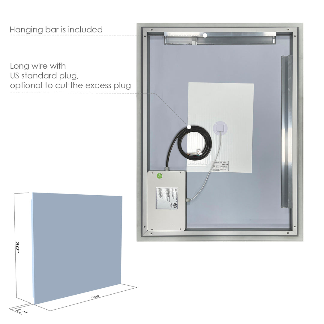 Cassano Rectangle Frameless Modern Bathroom/Vanity LED Lighted Wall Mirror