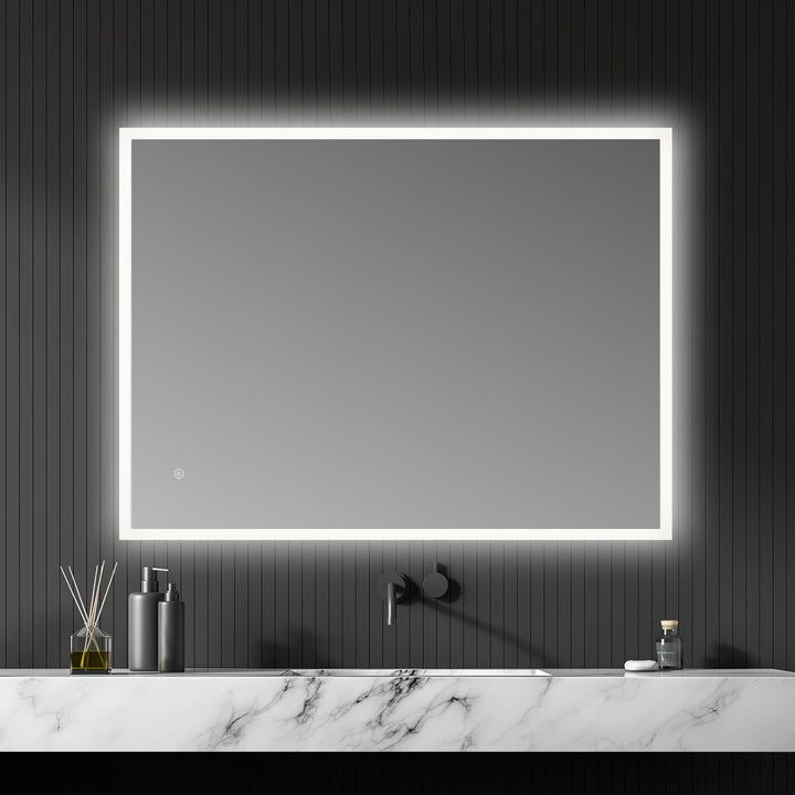 Cassano Rectangle Frameless Modern Bathroom/Vanity LED Lighted Wall Mirror