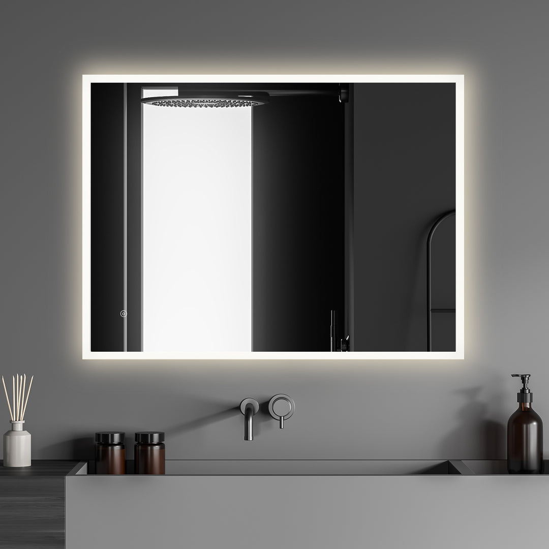 Cassano Rectangle Frameless Modern Bathroom/Vanity LED Lighted Wall Mirror