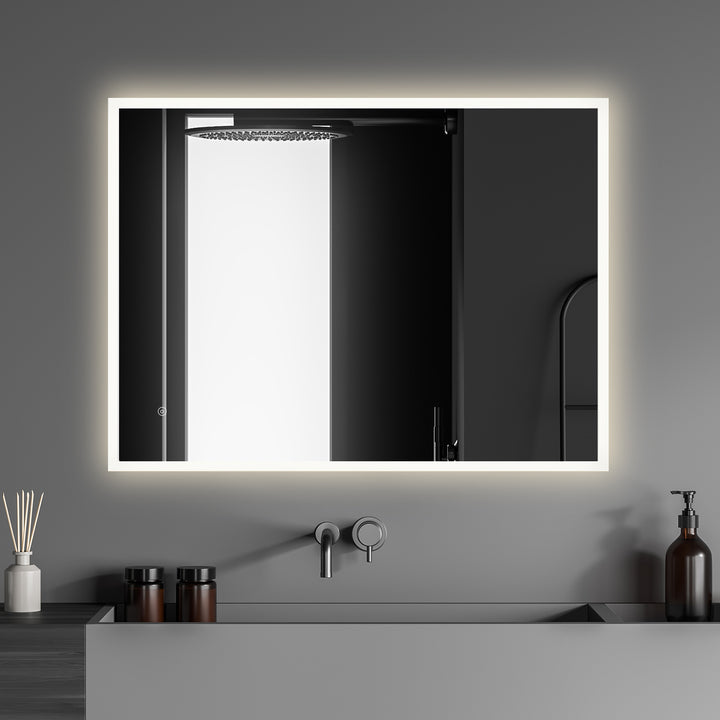 Cassano Rectangle Frameless Modern Bathroom/Vanity LED Lighted Wall Mirror