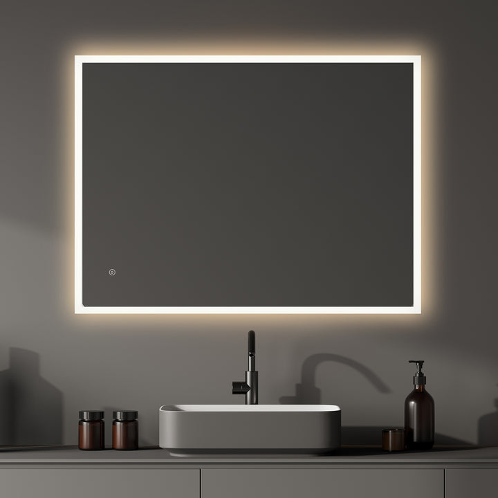 Cassano Rectangle Frameless Modern Bathroom/Vanity LED Lighted Wall Mirror
