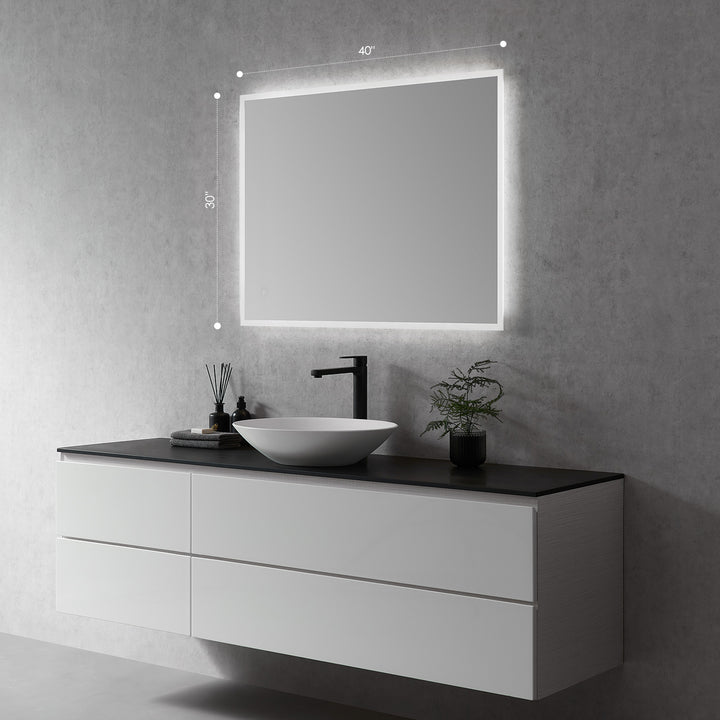 Cassano Rectangle Frameless Modern Bathroom/Vanity LED Lighted Wall Mirror