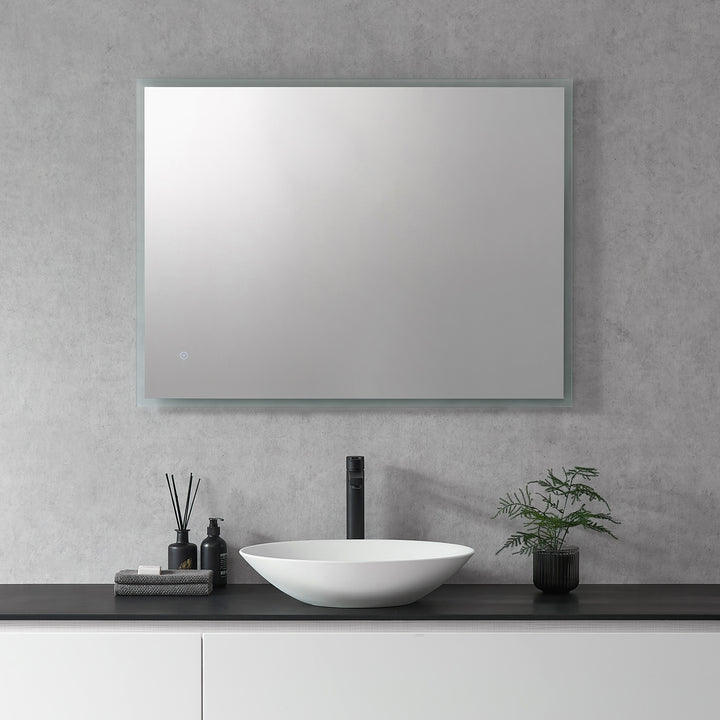 Cassano Rectangle Frameless Modern Bathroom/Vanity LED Lighted Wall Mirror