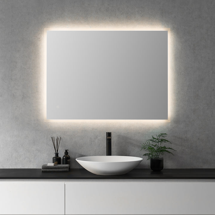 Cassano Rectangle Frameless Modern Bathroom/Vanity LED Lighted Wall Mirror