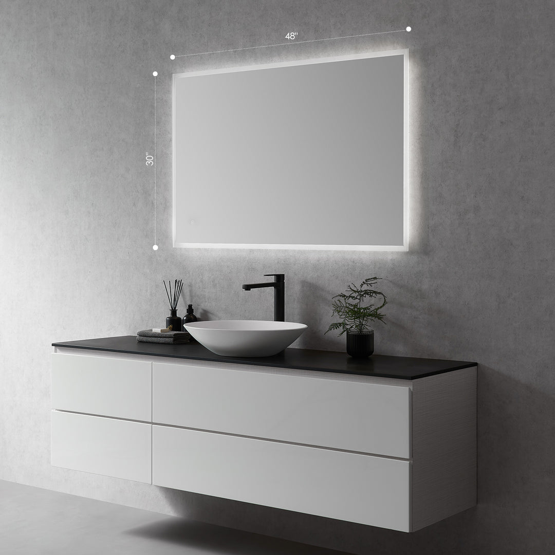 Cassano Rectangle Frameless Modern Bathroom/Vanity LED Lighted Wall Mirror