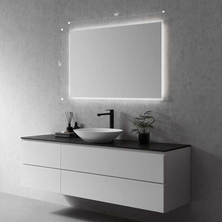 Cassano Rectangle Frameless Modern Bathroom/Vanity LED Lighted Wall Mirror