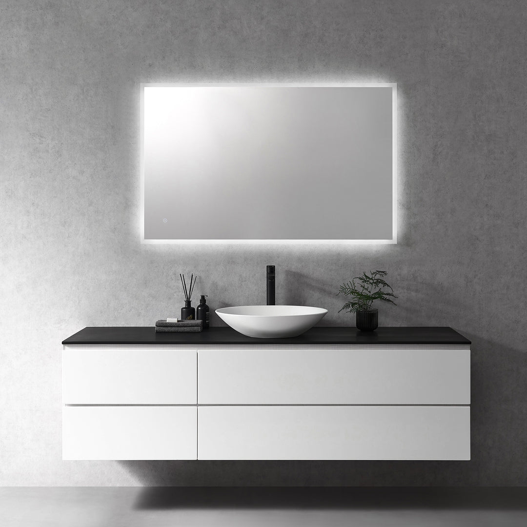 Cassano Rectangle Frameless Modern Bathroom/Vanity LED Lighted Wall Mirror