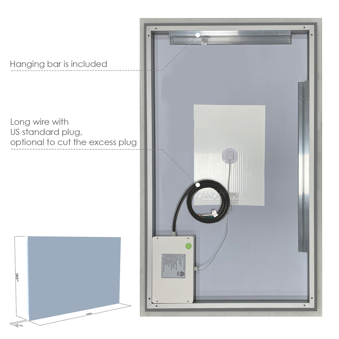 Cassano Rectangle Frameless Modern Bathroom/Vanity LED Lighted Wall Mirror