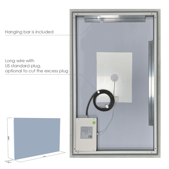 Cassano Rectangle Frameless Modern Bathroom/Vanity LED Lighted Wall Mirror
