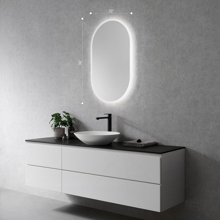 Borgo Oval Modern Bathroom/Vanity LED Lighted Wall Mirror
 36" Frameless Modern Bathroom/Vanity LED Lighted Wall Mirror