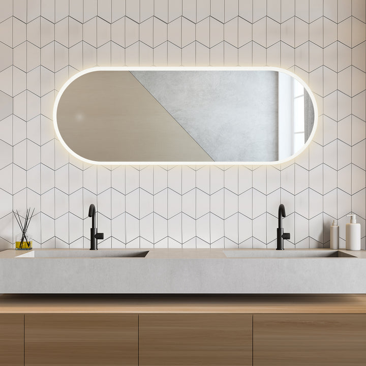 Borgo Oval Modern Bathroom/Vanity LED Lighted Wall Mirror
 36" Frameless Modern Bathroom/Vanity LED Lighted Wall Mirror