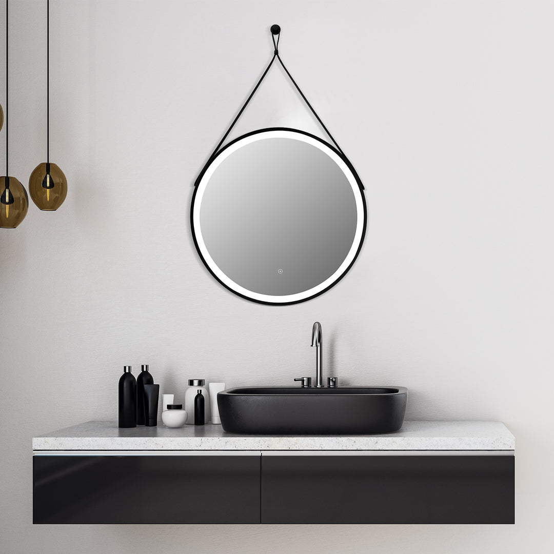 Roccia Round 28" Framed in Modern Bathroom/Vanity LED Lighted Wall Mirror
