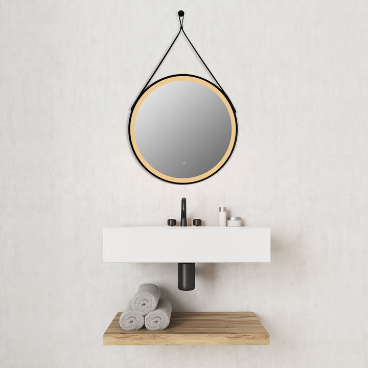 Roccia Round 28" Framed in Modern Bathroom/Vanity LED Lighted Wall Mirror