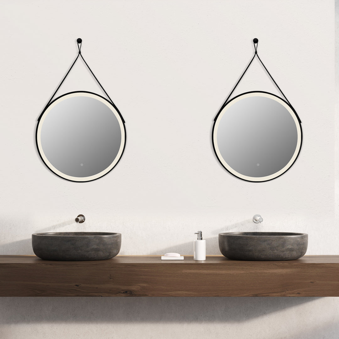 Roccia Round 28" Framed in Modern Bathroom/Vanity LED Lighted Wall Mirror