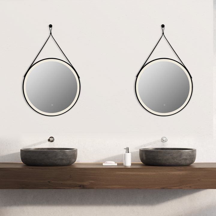 Roccia Round 28" Framed in Modern Bathroom/Vanity LED Lighted Wall Mirror