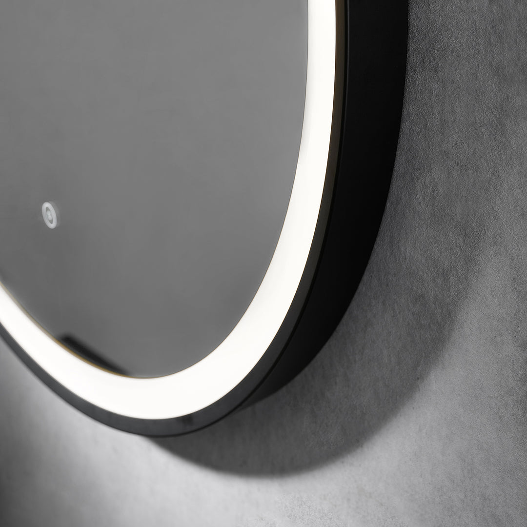 Roccia Round 28" Framed in Modern Bathroom/Vanity LED Lighted Wall Mirror