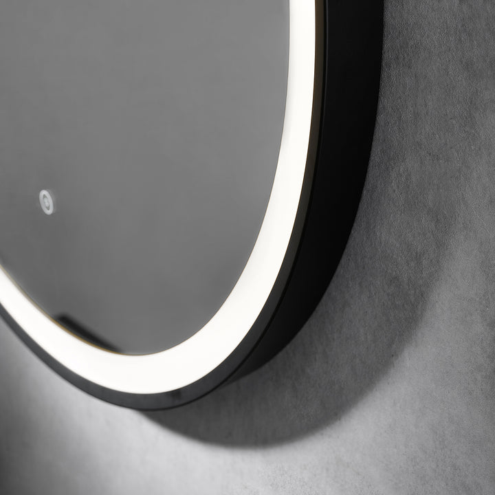 Roccia Round 28" Framed in Modern Bathroom/Vanity LED Lighted Wall Mirror