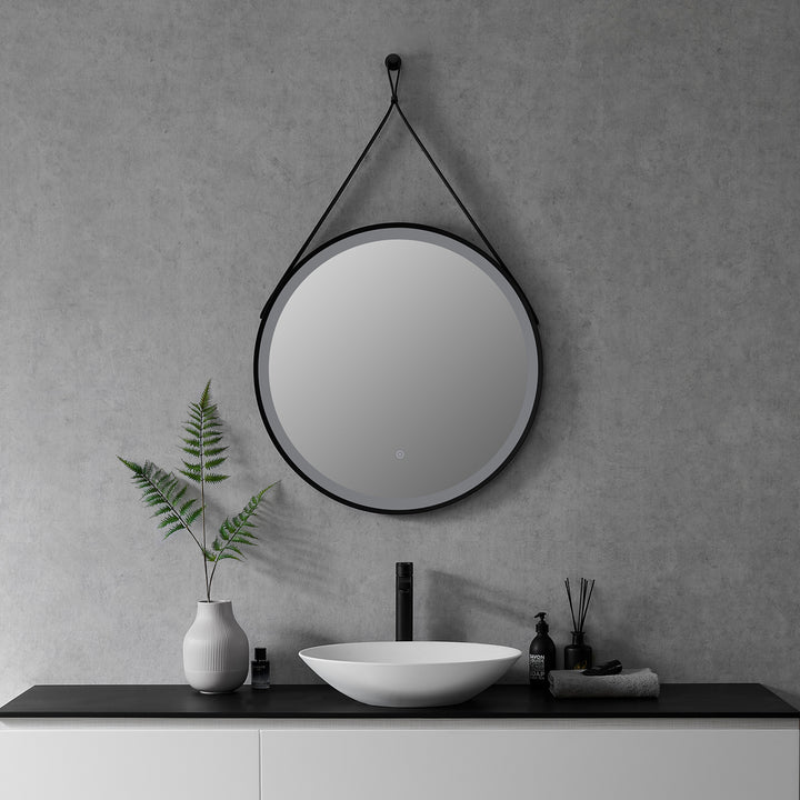 Roccia Round 28" Framed in Modern Bathroom/Vanity LED Lighted Wall Mirror