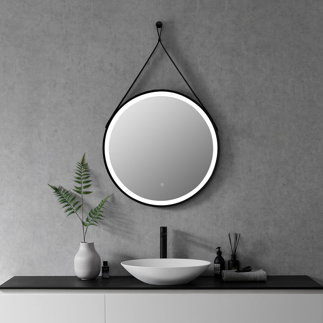 Roccia Round 28" Framed in Modern Bathroom/Vanity LED Lighted Wall Mirror