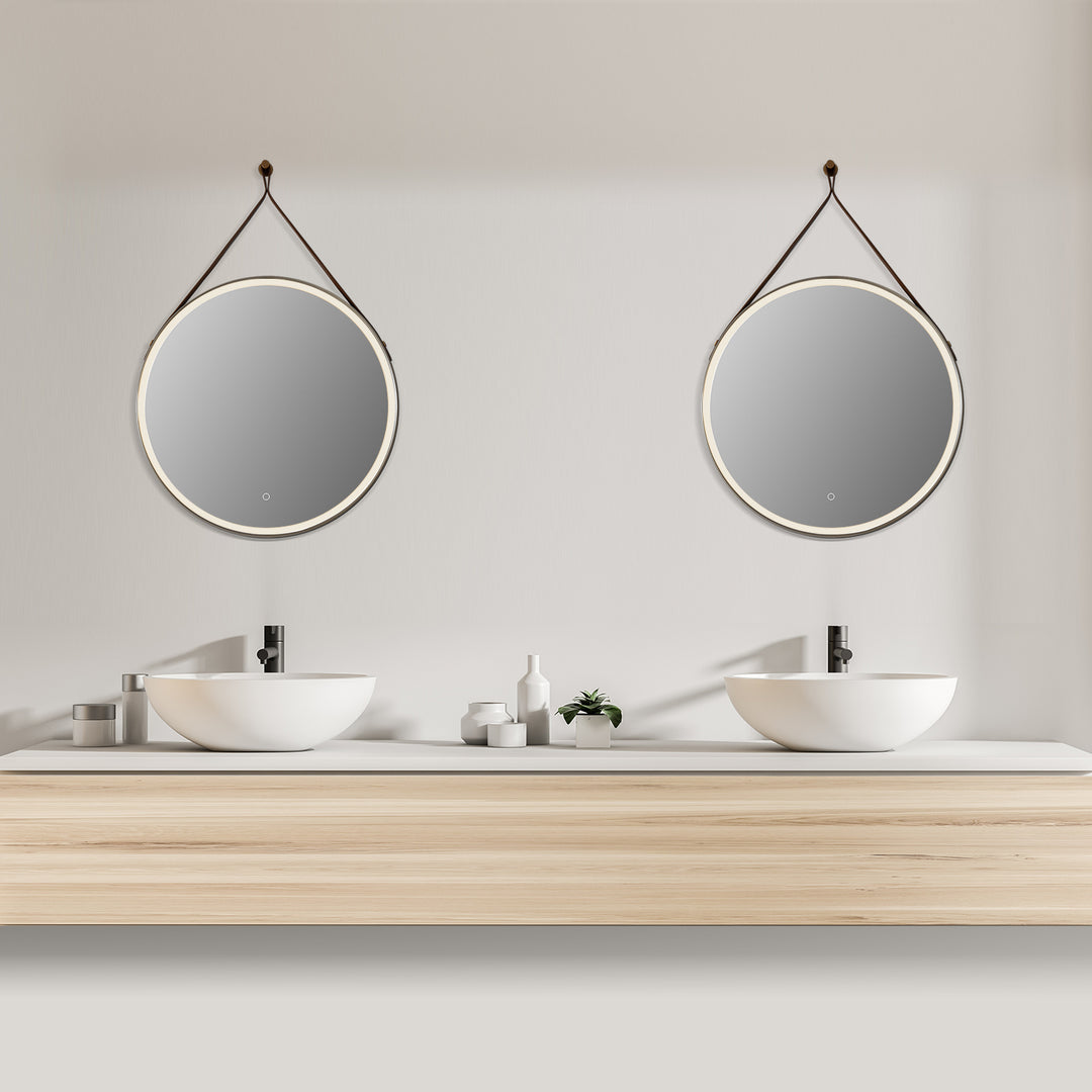 Roccia Round 28" Framed in Modern Bathroom/Vanity LED Lighted Wall Mirror