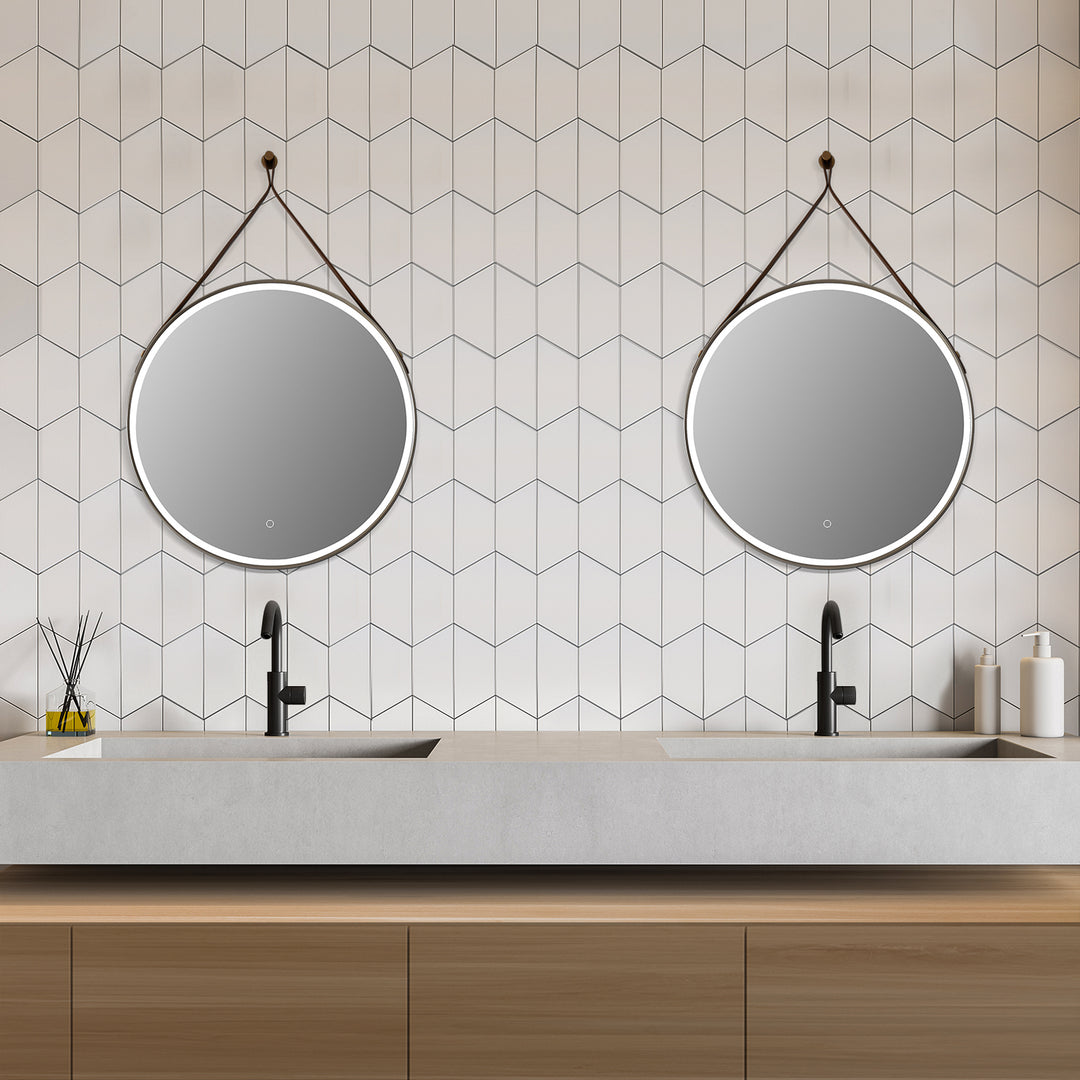 Roccia Round 28" Framed in Modern Bathroom/Vanity LED Lighted Wall Mirror