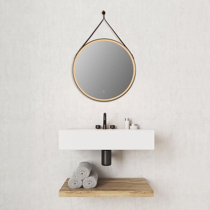 Roccia Round 28" Framed in Modern Bathroom/Vanity LED Lighted Wall Mirror