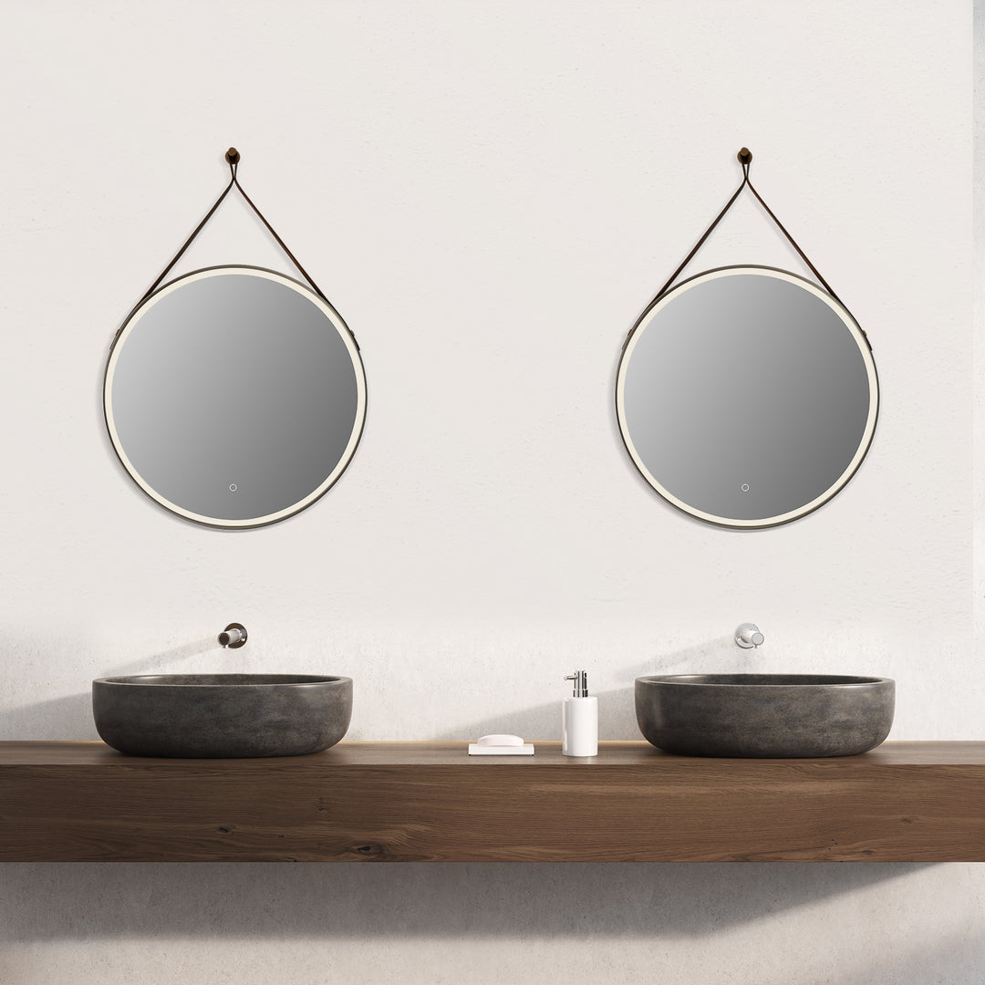 Roccia Round 28" Framed in Modern Bathroom/Vanity LED Lighted Wall Mirror