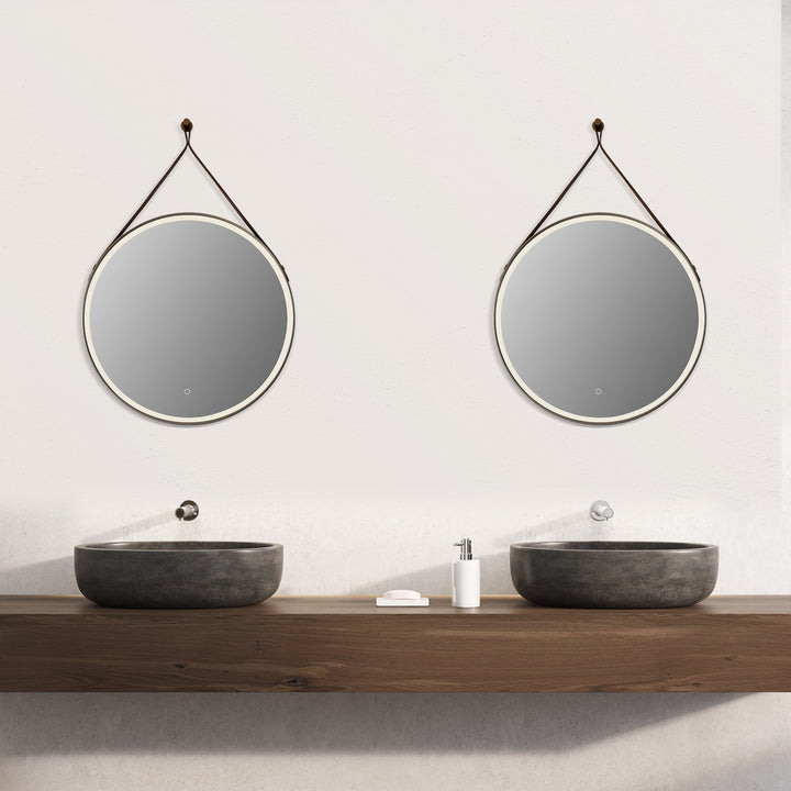 Roccia Round 28" Framed in Modern Bathroom/Vanity LED Lighted Wall Mirror