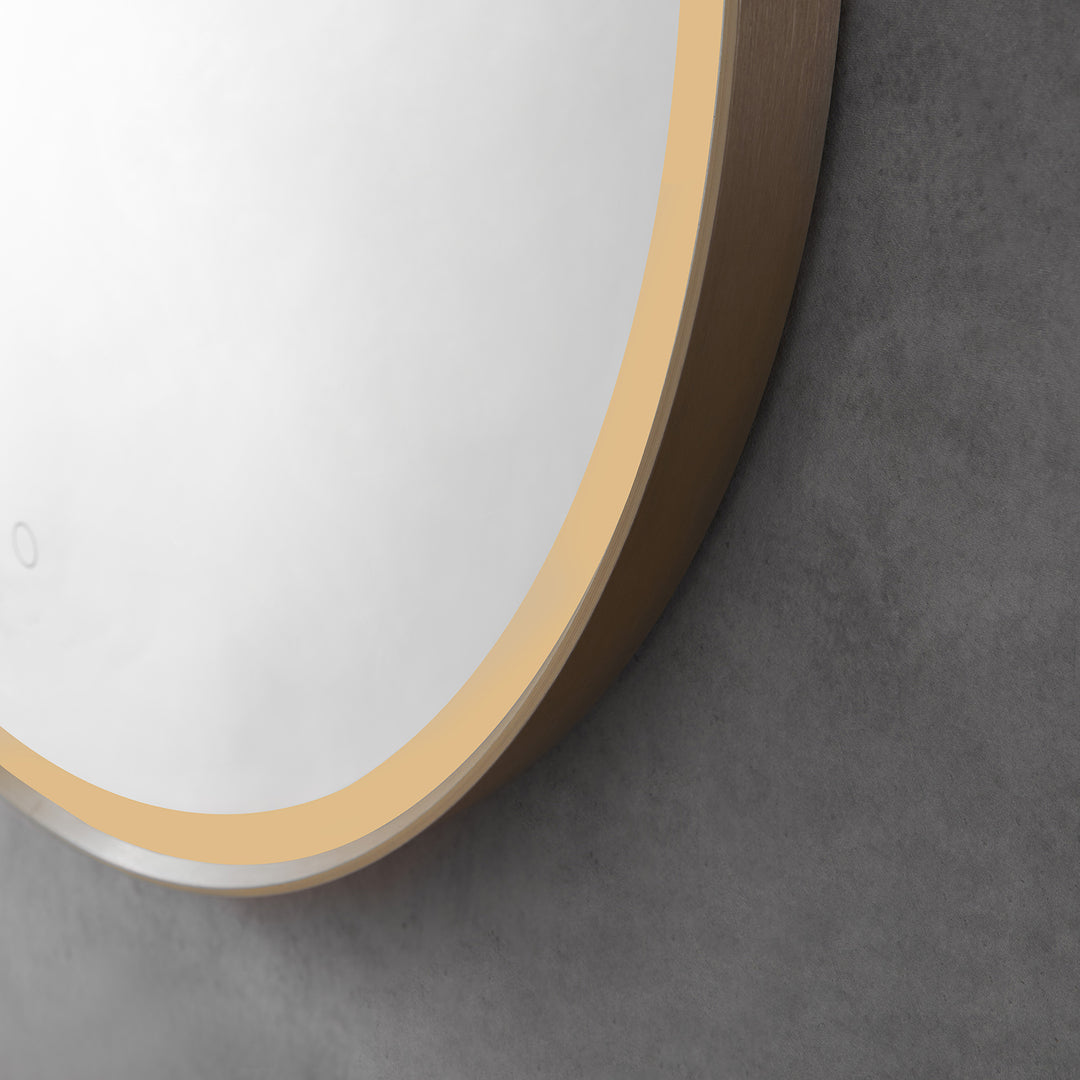 Roccia Round 28" Framed in Modern Bathroom/Vanity LED Lighted Wall Mirror