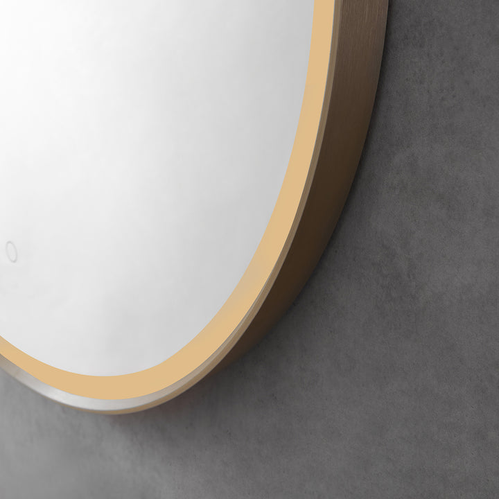 Roccia Round 28" Framed in Modern Bathroom/Vanity LED Lighted Wall Mirror