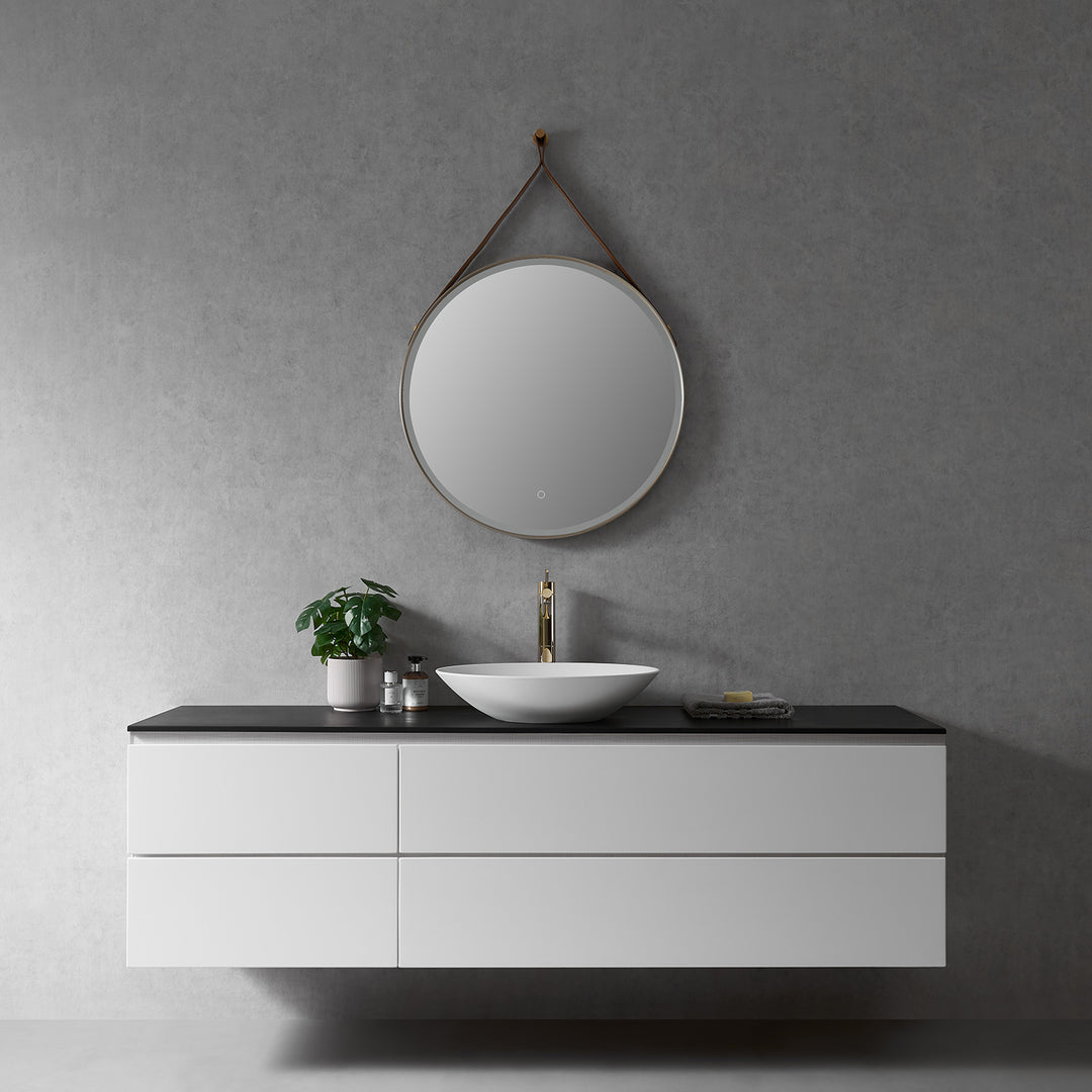 Roccia Round 28" Framed in Modern Bathroom/Vanity LED Lighted Wall Mirror